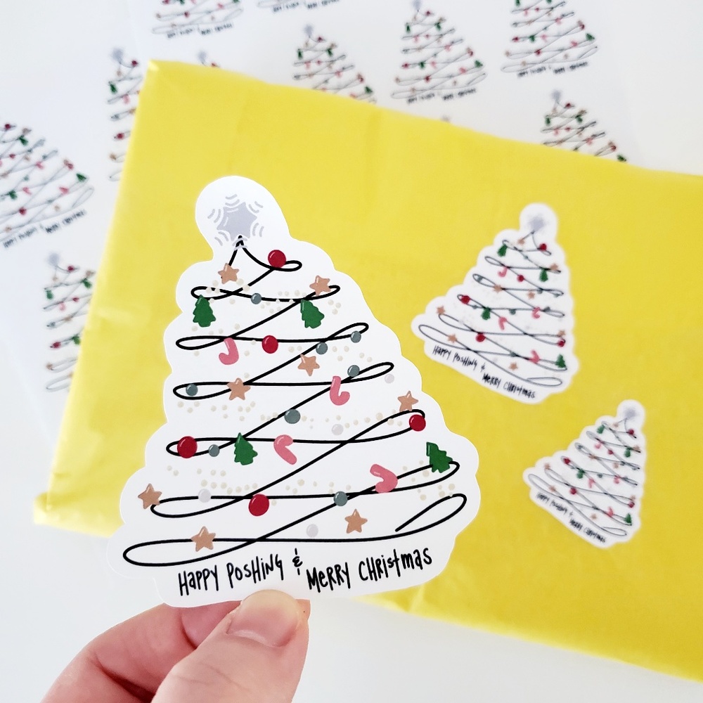LB049 STICKERS Merry Poshmas Custom Poshmark Holiday Stickers Perosnalizable - Picture 1 of 8